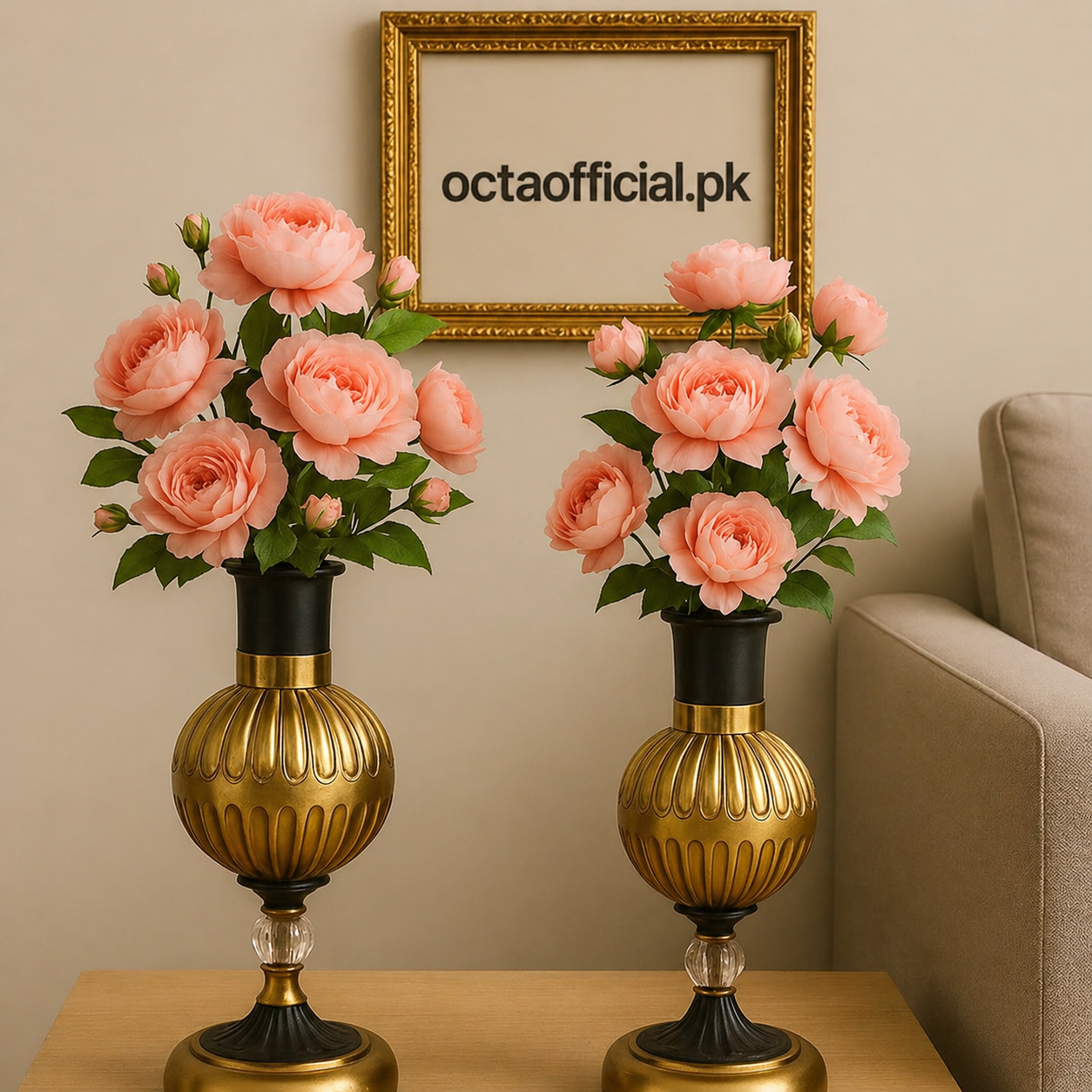 2-Piece Metal Vase Set – Elegant Home Décor (Without Flowers)