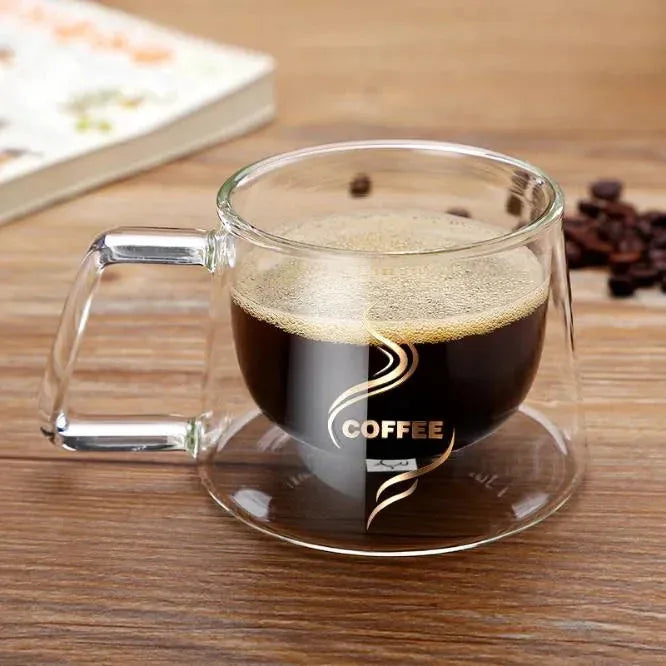 High Borosilicate Double-Walled Coffee Cup – Heat Resistant