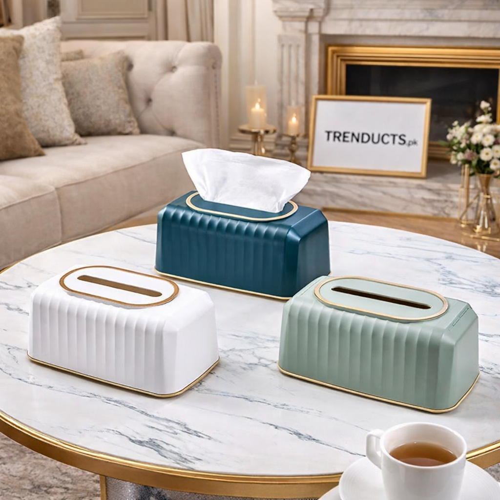 Luxury Ribbed Tissue Box – Elegant Tabletop Organizer