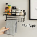 Wall-Mounted Kitchen Shelf with Hooks & Soap Dish – Space-Saving Organizer