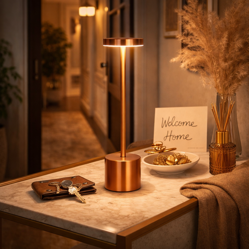 Rechargeable Alloy LED Table Lamp – 3-Color Touch Light