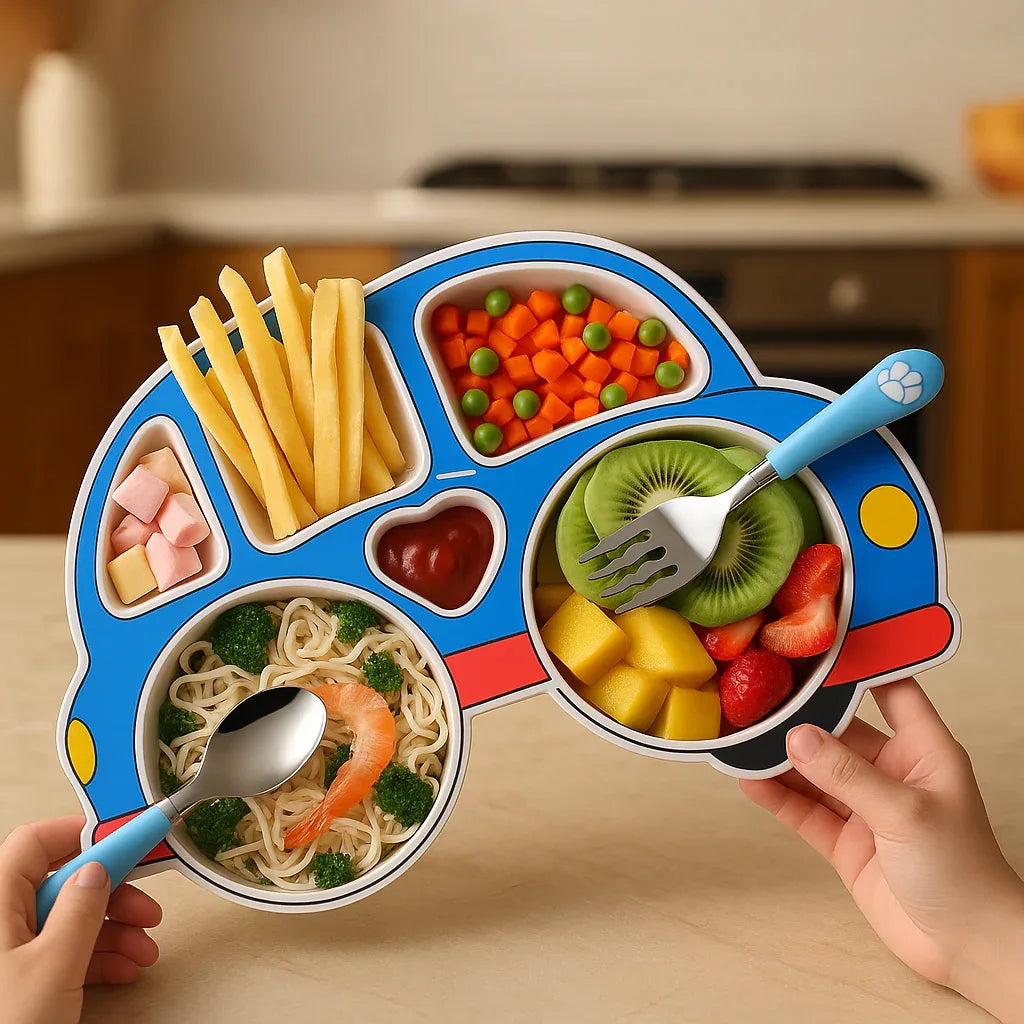 Stainless Steel Portion Car Plate Bowl – Durable & BPA-Free