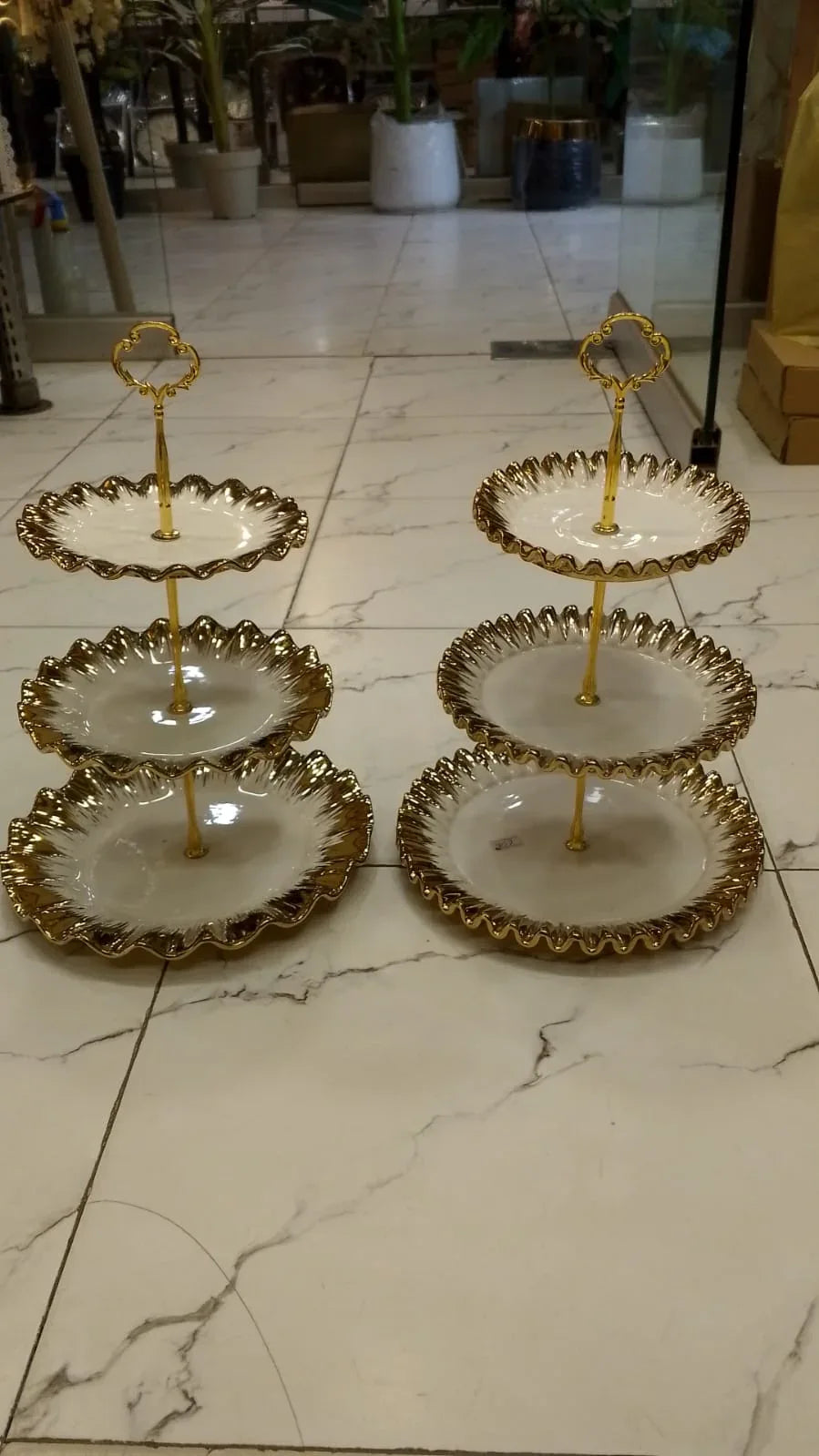 Ceramic 3-Tier Cake Stand – Foldable Dessert & Snack Display Tray