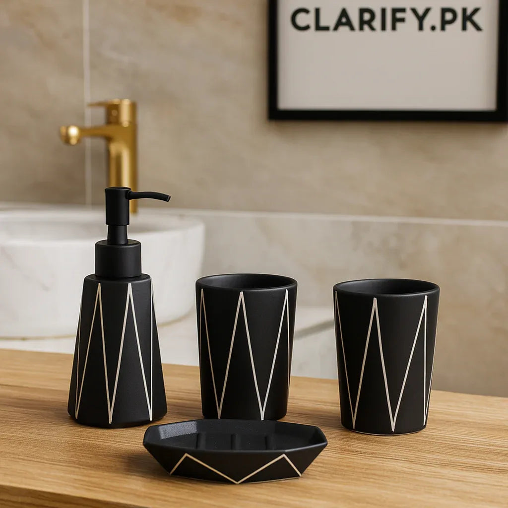 Luxury 4Pcs Black Bath Set – Modern Bathroom Décor