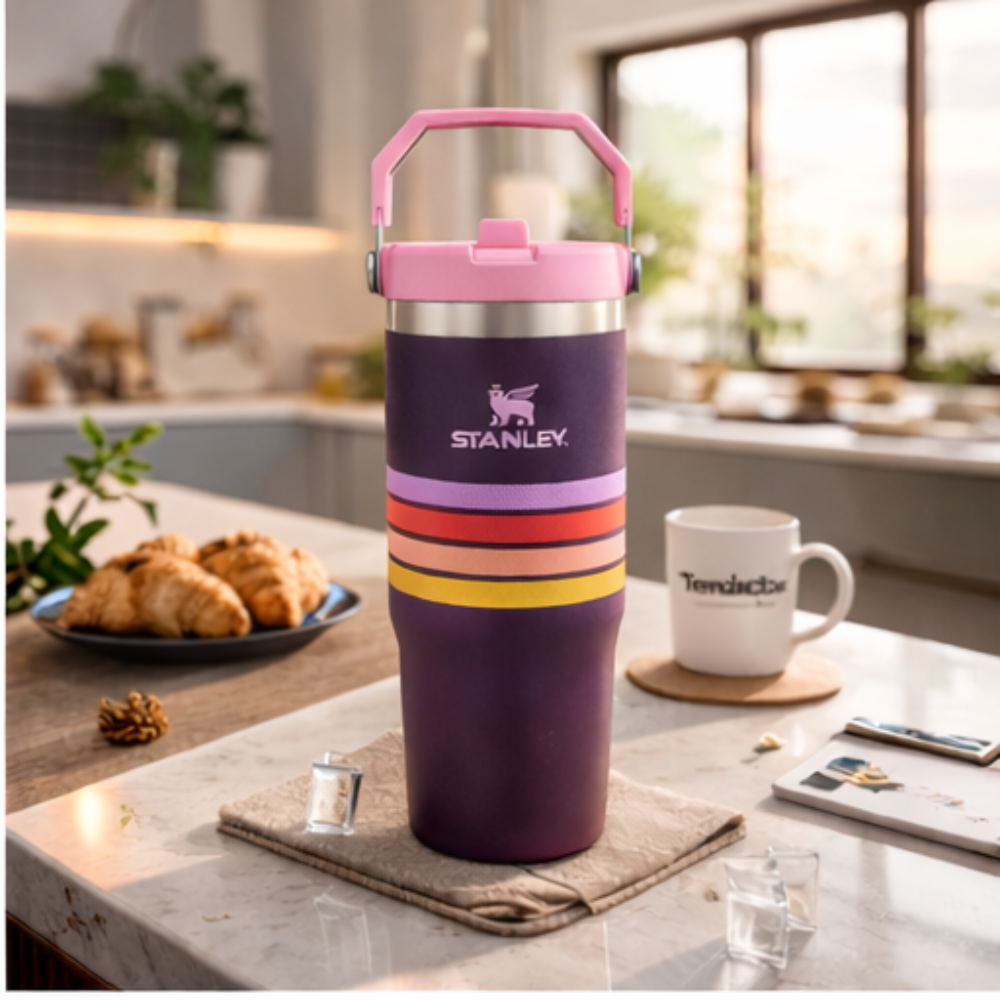 Stanley IceFlow Flip Straw Tumbler – 30oz Plum Stripe