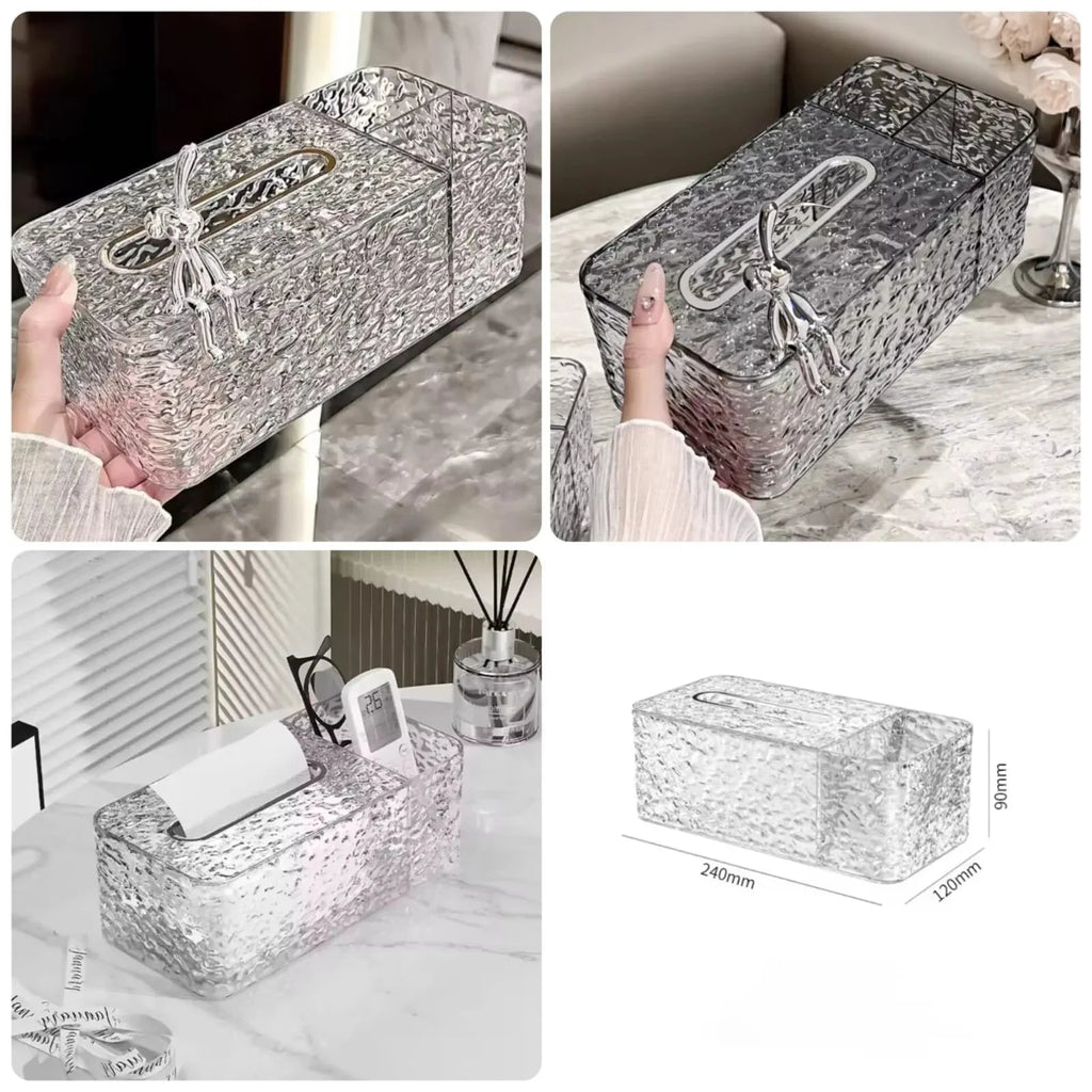 Glacier Luxury Tissue Box with Bunny – Elegant Decorative Tissue Holder