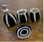 Luxury 4Pcs Bathroom Set – Black & White Elegance