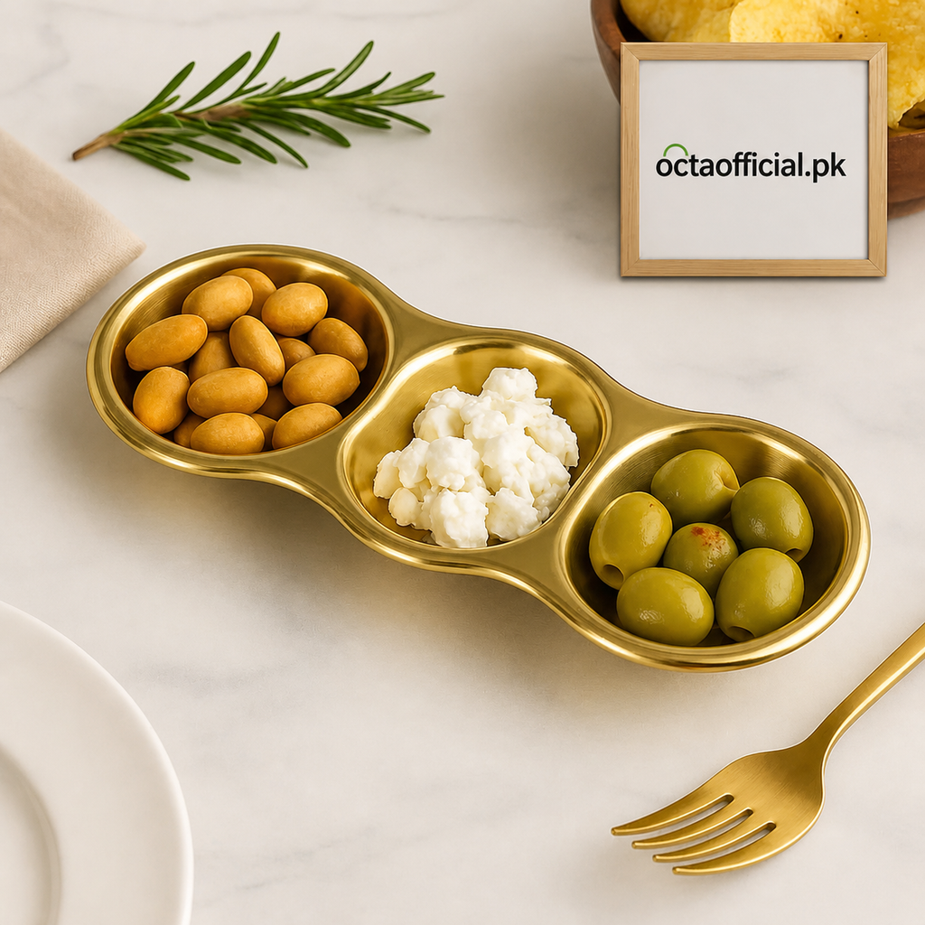 3-Position Stainless Steel Tray – Multi-Compartment Serving Dish