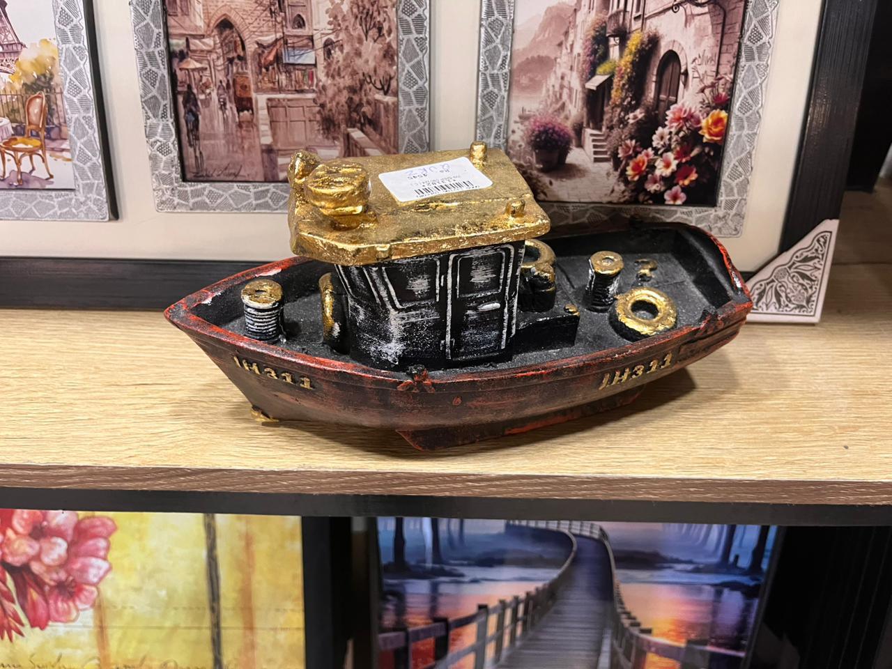 Vintage Wooden Boat Decorative Showpiece