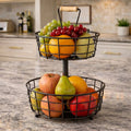 Binca Premium 2-Tier Fruit Basket – Luxury Matte Black Organizer