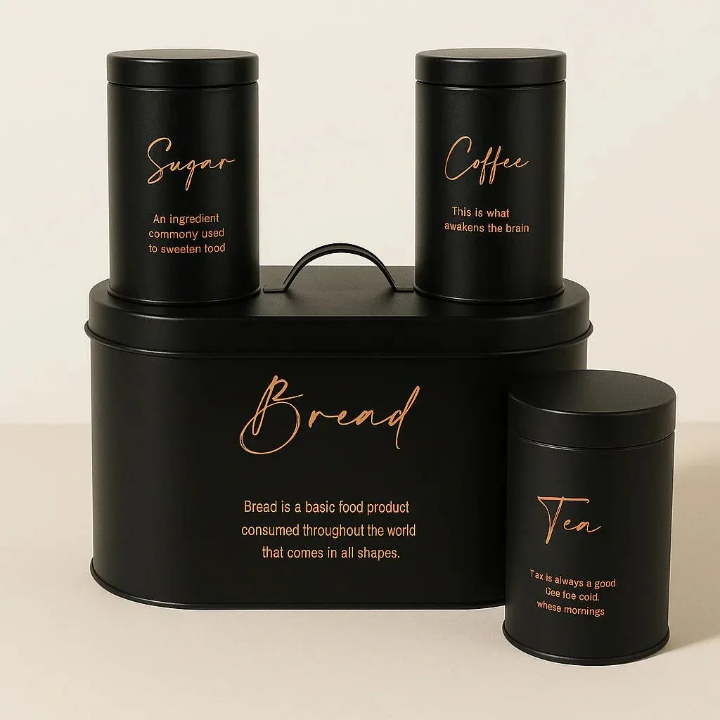4-Piece Metal Bread Bin & Canister Set – Kitchen Storage