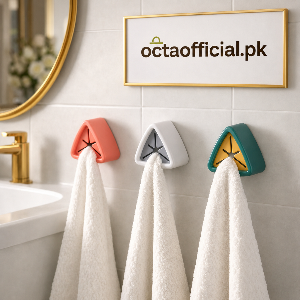 3-Piece Self-Adhesive Towel Holder Set – Drill-Free Wall Mount