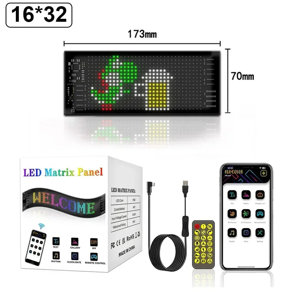 LED Matrix RGB Pixel Display – Bluetooth Car Panel