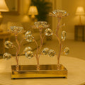 3 Pieces Crystal Candle Stand Gold Decor