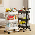 3 Tier Folding Metal Cart with Wheels - Durable Storage Holder