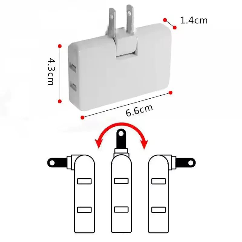 3 Way Flat Plug Adapter for Multiple Devices