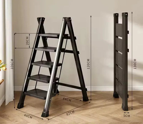 300lbs Foldable Steel Ladder with Shelf