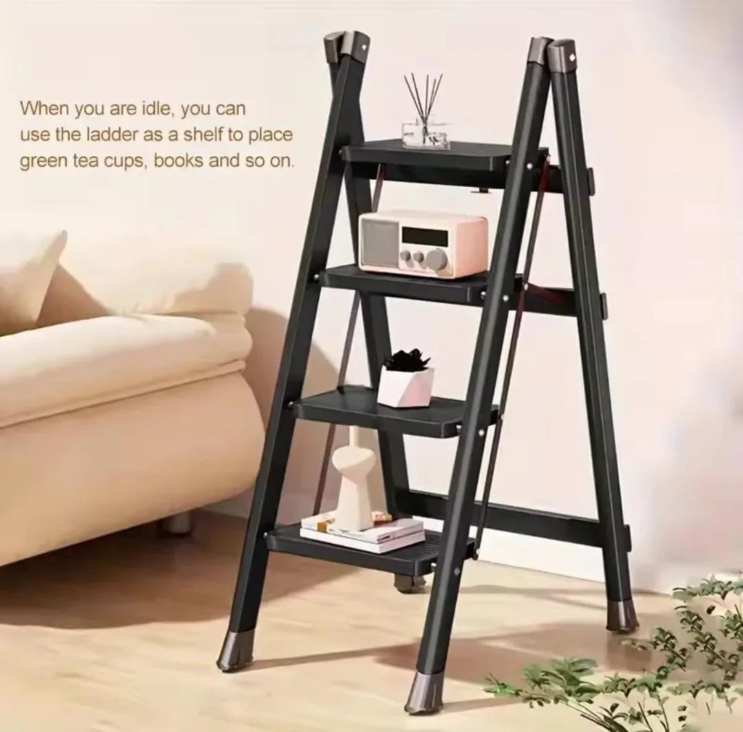 300lbs Foldable Steel Ladder with Shelf