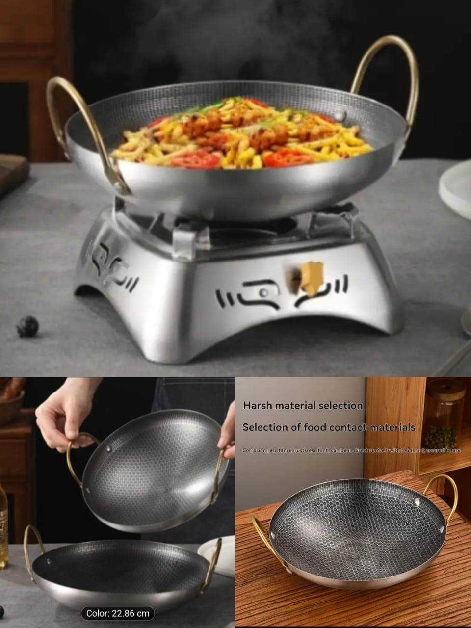 Thick Non-Stick Honeycomb Dry Pot – Double Handle