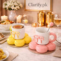 Aesthetic Ceramic Bow Mug Set - Trendy Coquette Coffee Cup Without Spoon (each)