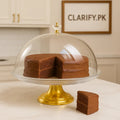 Acrylic Cake Dome Golden Stand – Elegant Cake Display (Small)