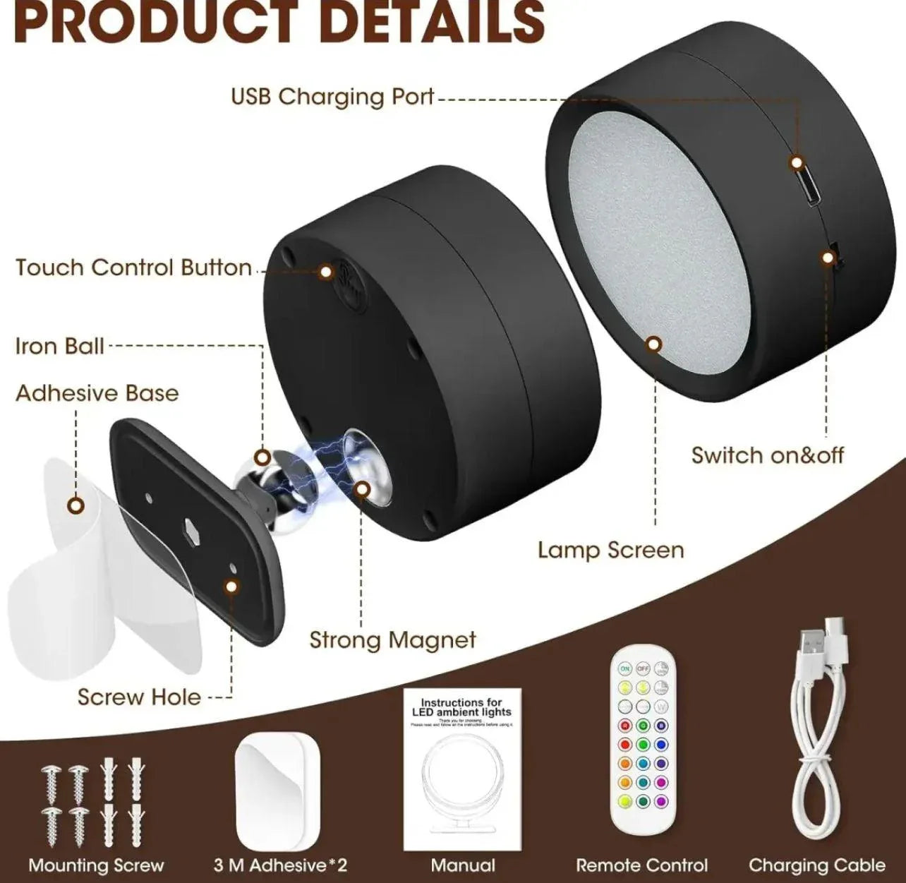 360 Degree LED Wall Lamp with Remote Control