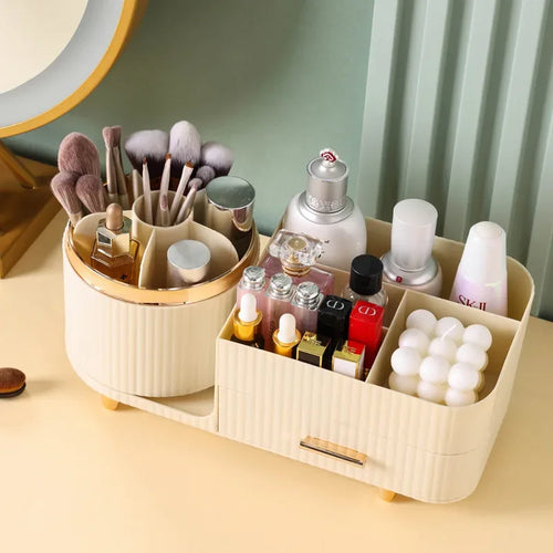 360 Degree Rotating Makeup Organizer with Brush Holder