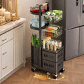 Multi-Functional Floor Standing Metal Kitchen Storage Trolley - Rolling Vegetable & Fruit Organizer with Drawer
