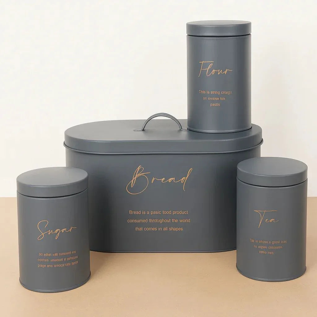 4-Piece Metal Bread Bin & Canister Set – Kitchen Storage