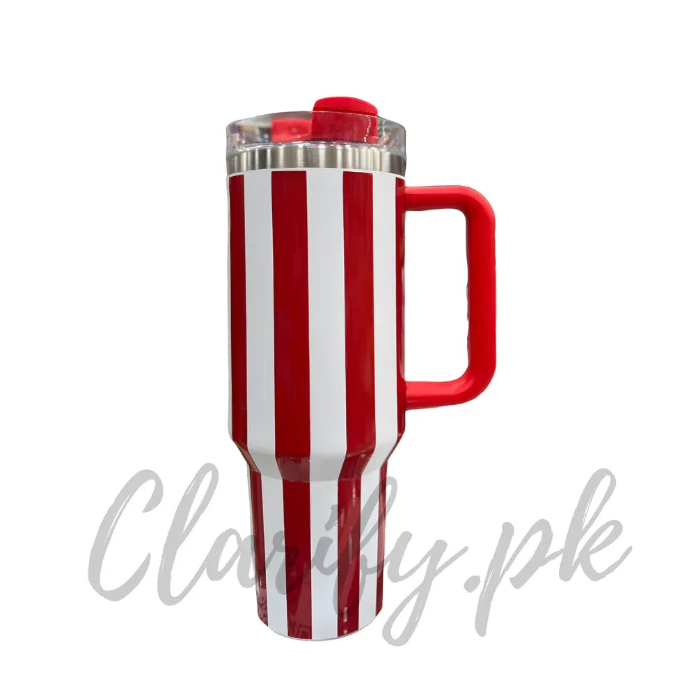 Premium Red Stripe 40oz Tumbler – 1200ml Water Bottle
