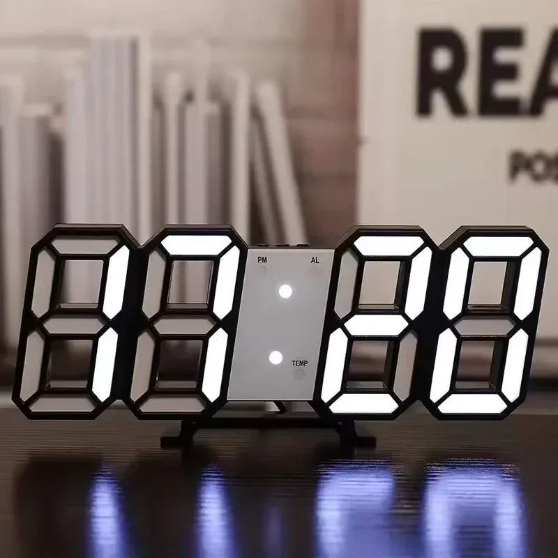 3D LED Digital Wall Clock with Bright Display