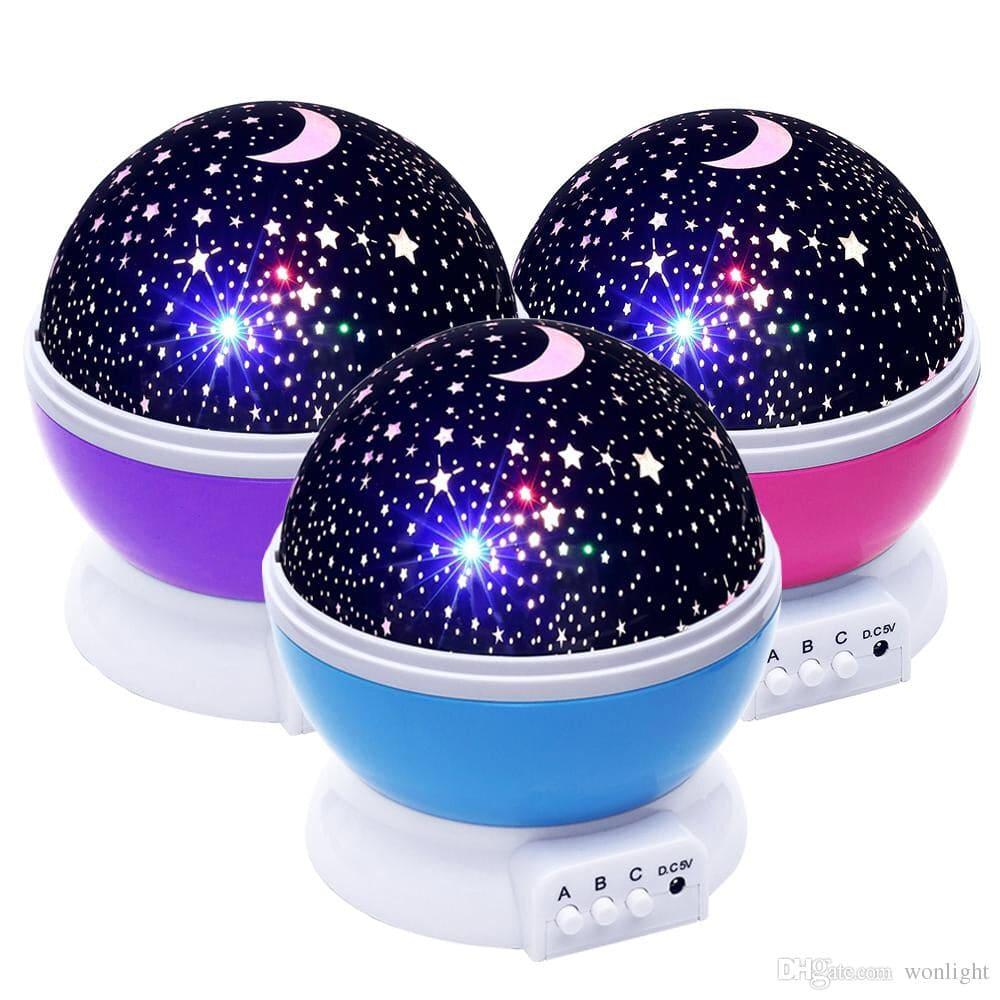 3D Night Light Projector with Colorful Star & Moon Patterns