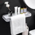 Wall Mounted Towel Rack with Storage Shelf & Bar