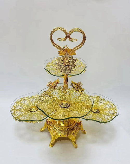 4 Layer Golden Tray – Luxury Serving & Decoration Stand