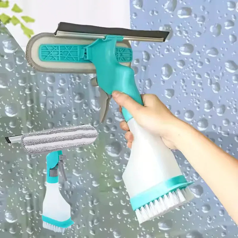 4-in-1 Window Glass Cleaner Tool with Spray Bottle