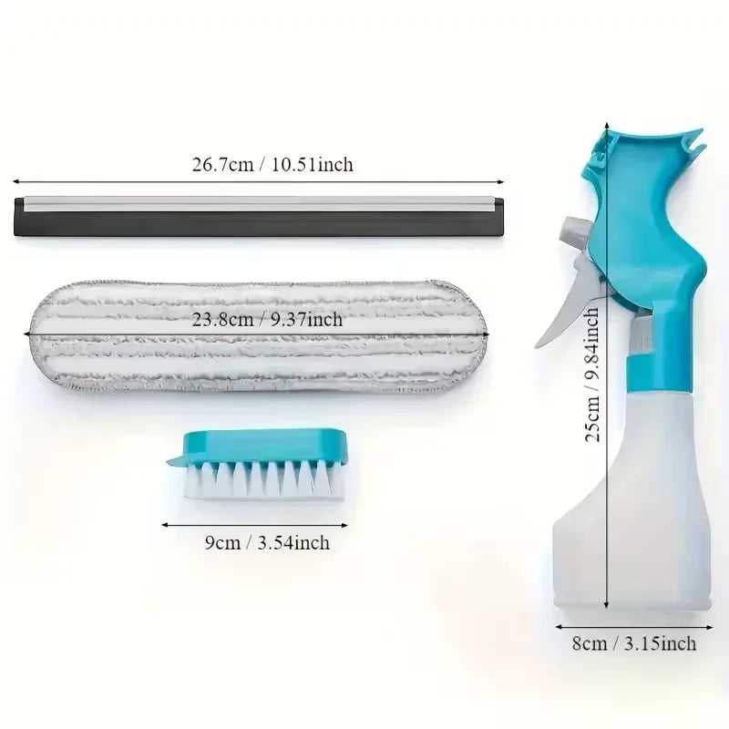 4-in-1 Window Glass Cleaner Tool with Spray Bottle