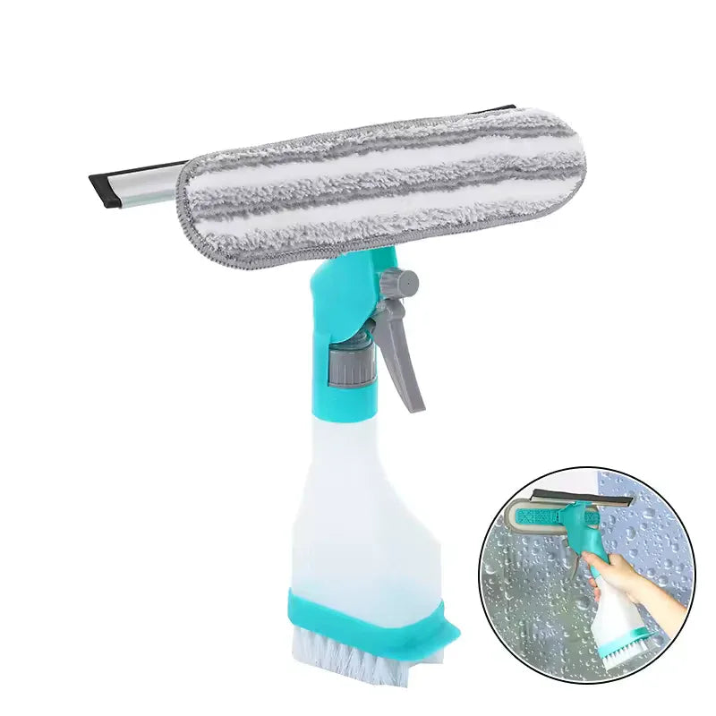 4-in-1 Window Glass Cleaner Tool with Spray Bottle