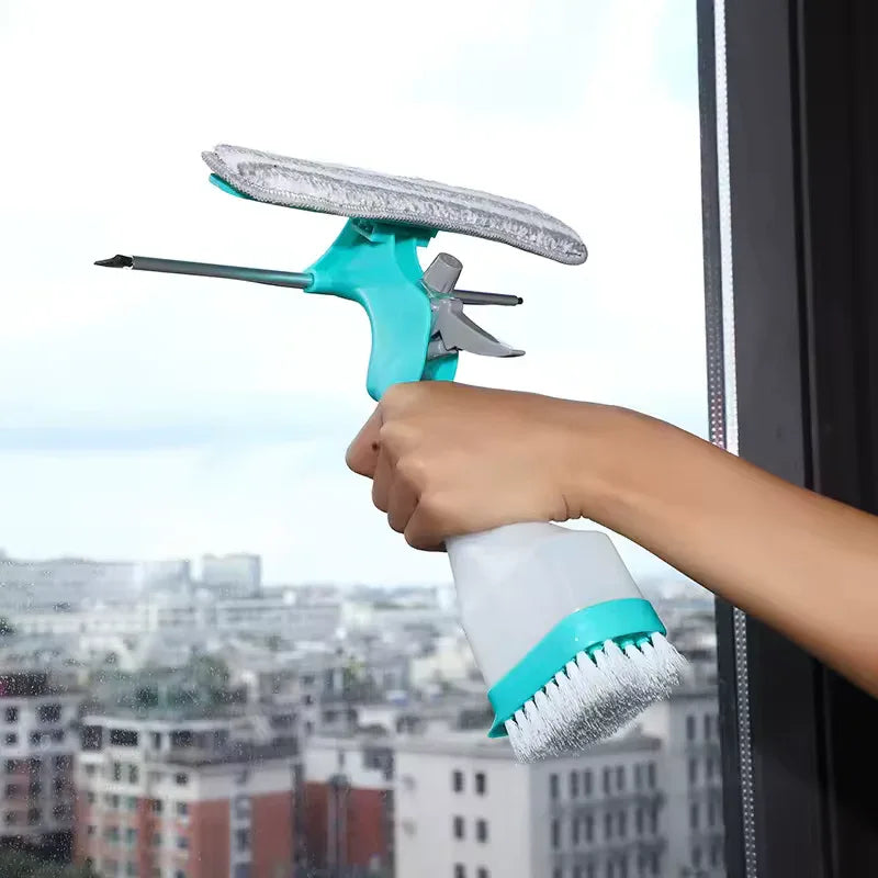 4-in-1 Window Glass Cleaner Tool with Spray Bottle