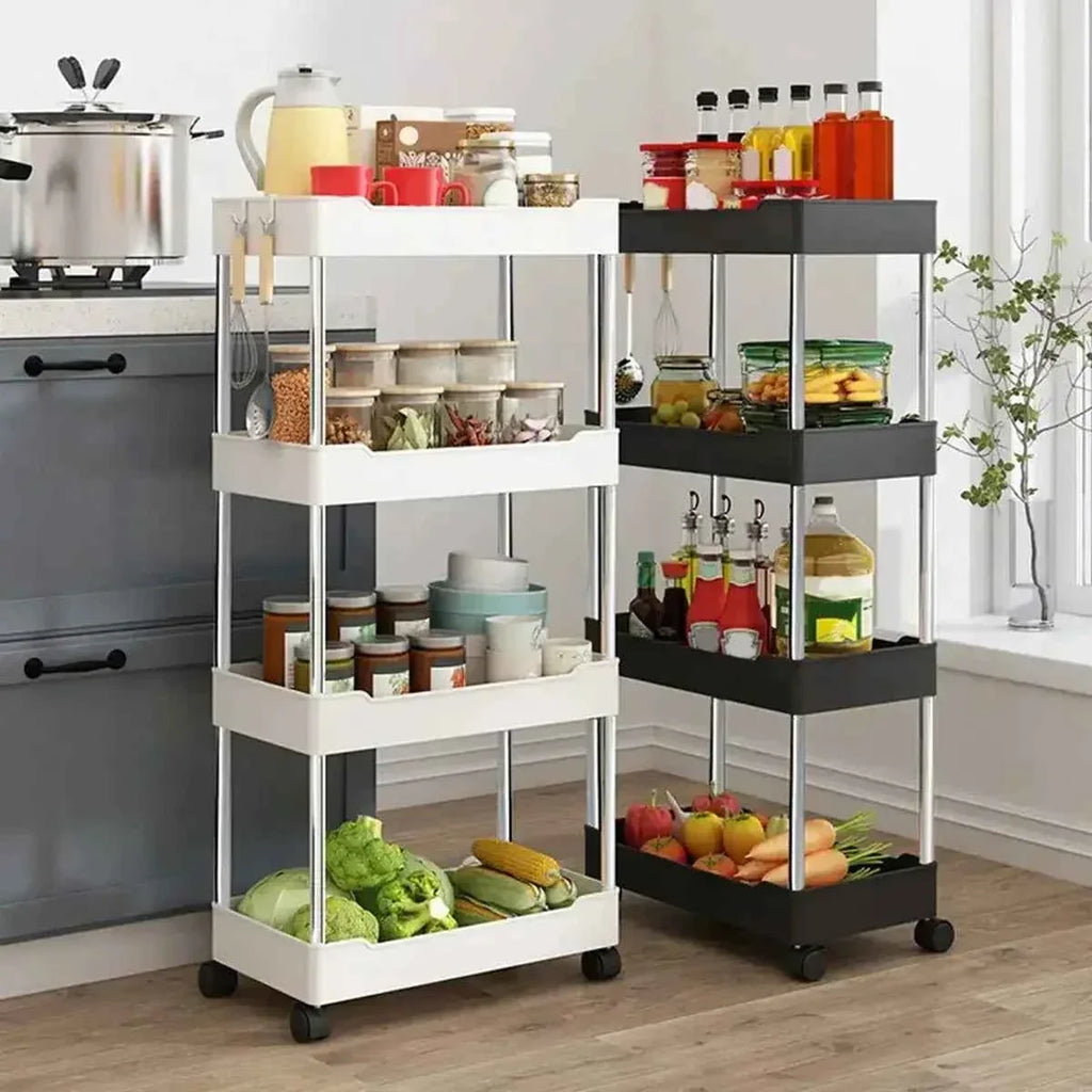 4-Tier Slim Rolling Storage Trolley – Space-Saving Organizer Rack