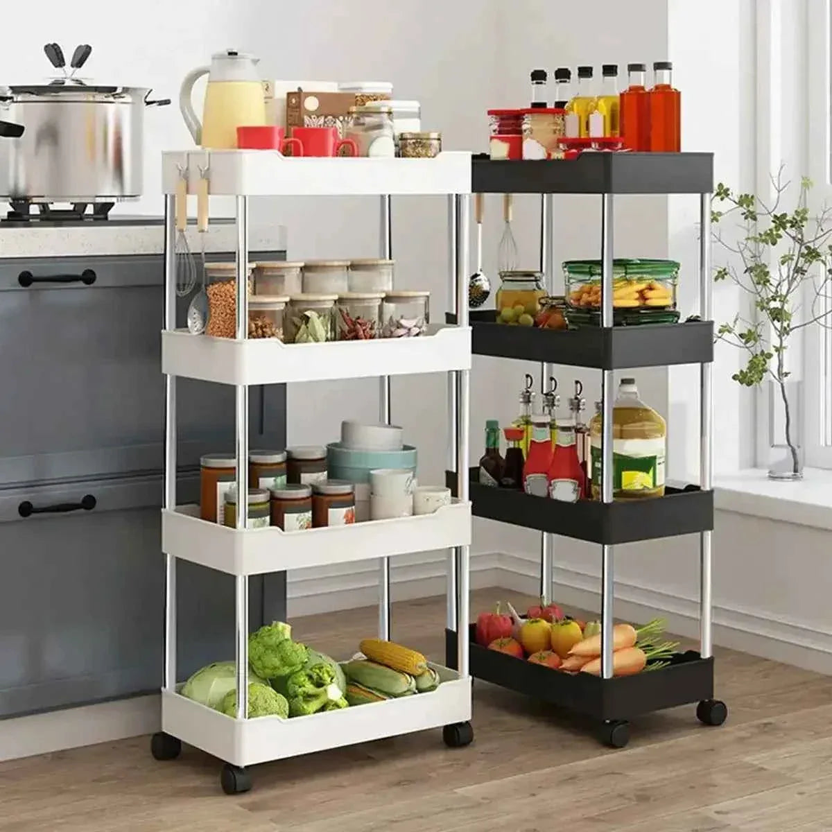 4-Tier Slim Rolling Storage Trolley – Space-Saving Organizer Rack