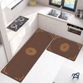 Abstract Gold-Arc Napa Leather Anti-Slip Runner Set (2 Pcs)
