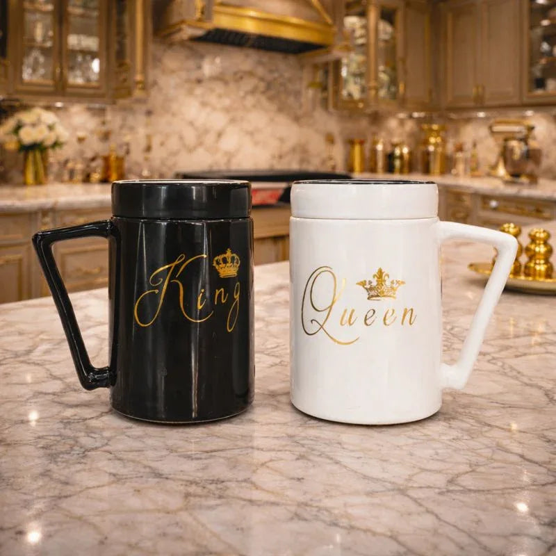 Couple Gift Mug Set – King & Queen Print