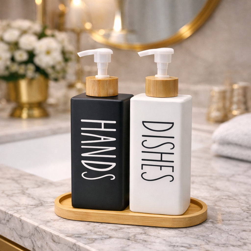 Luxury 2-Piece Premium Soap Pump Set with Sustainable Bamboo