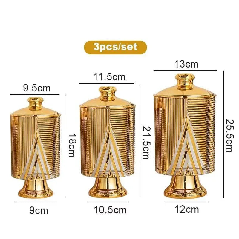 Luxury Golden Kitchen Storage Jar Set – 3 PCS