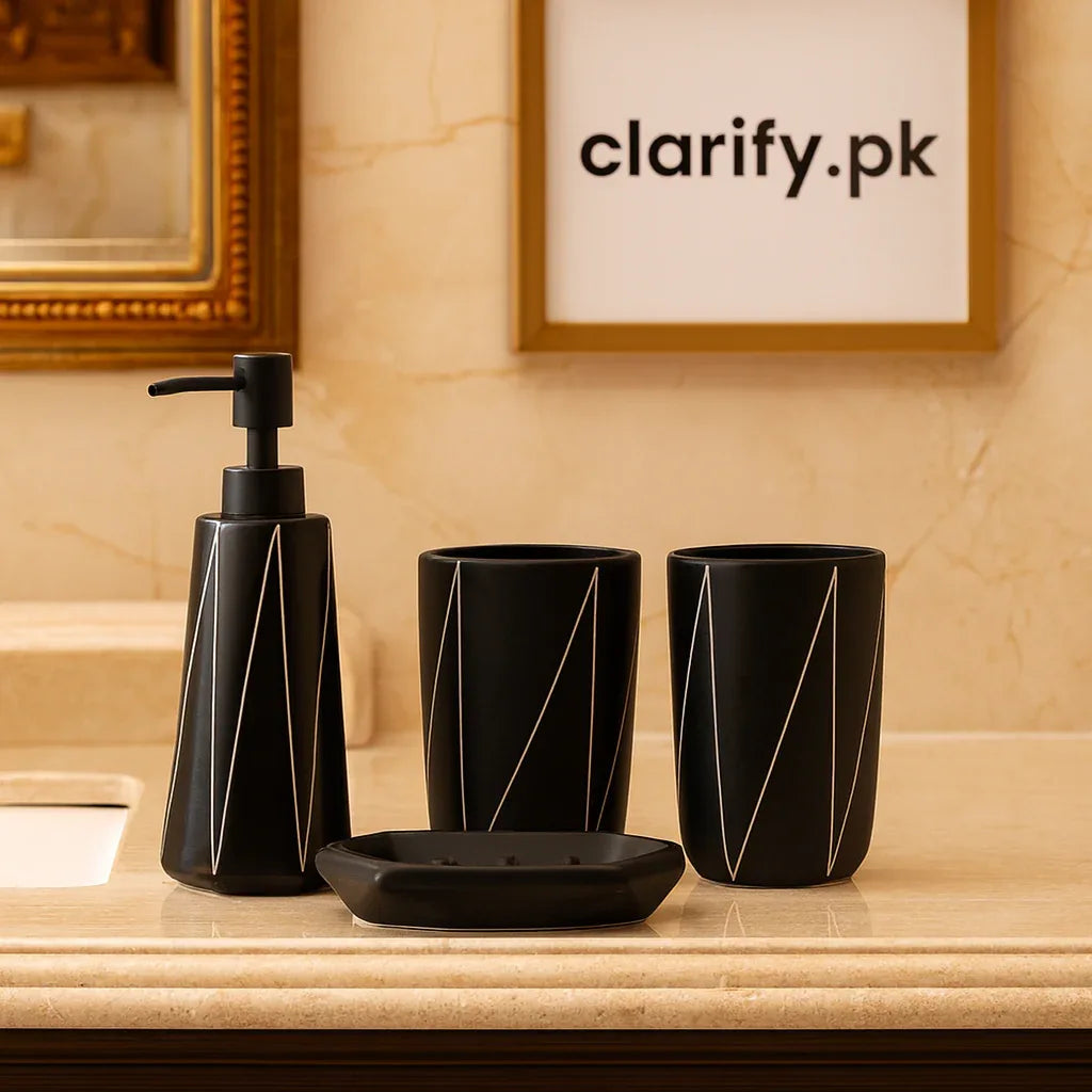 Luxury 4Pcs Black Bath Set – Modern Bathroom Décor