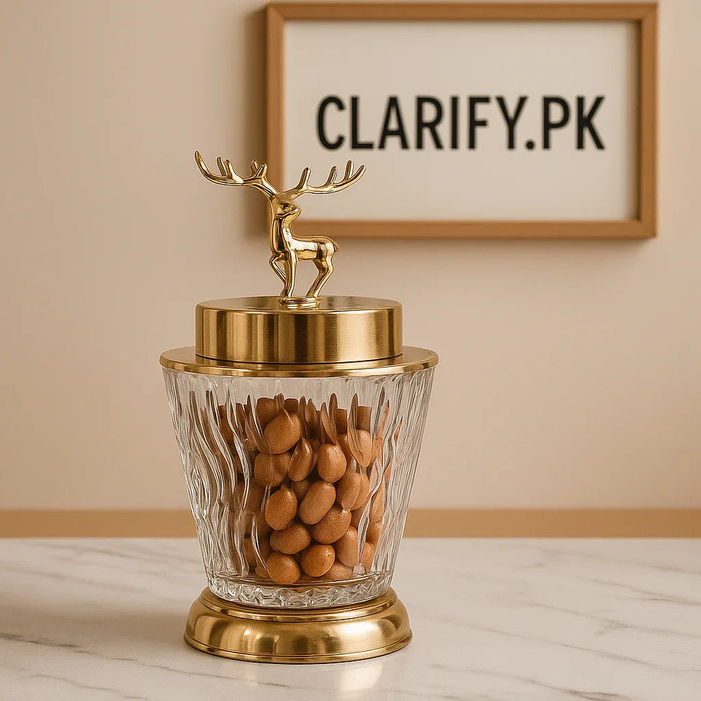 Luxury Deer Glass Candy Jar – Elegant Decorative Storage Container