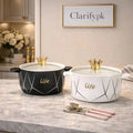 Ceramic Cooking Bowl 1200ml with Crown Lid Handle