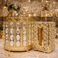 Oval Crystal Print Round Nug Bin & Tissue Box – Gold (Random Design)