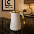 White & Gold Thermal Flask – 1L Elegant Insulated Jug