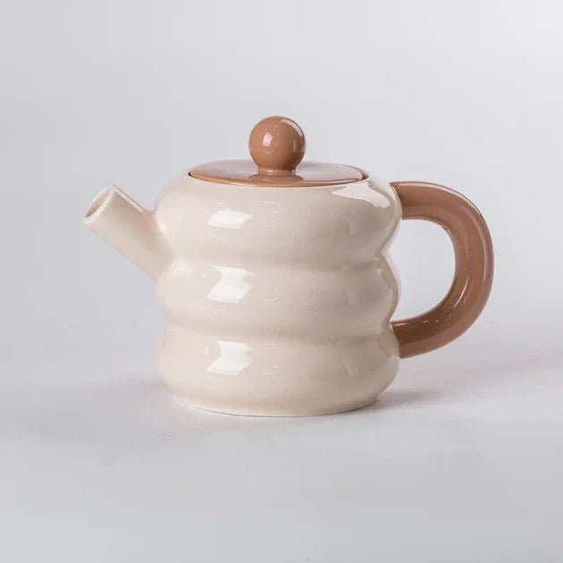 Premium Donut Style Ceramic Tea Set -  Wooden Stand (Gift Box)